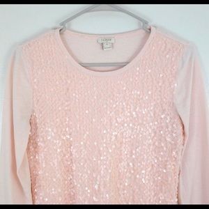Womens NWT J. Crew Pink Sleeve Sequin Shirt Size M